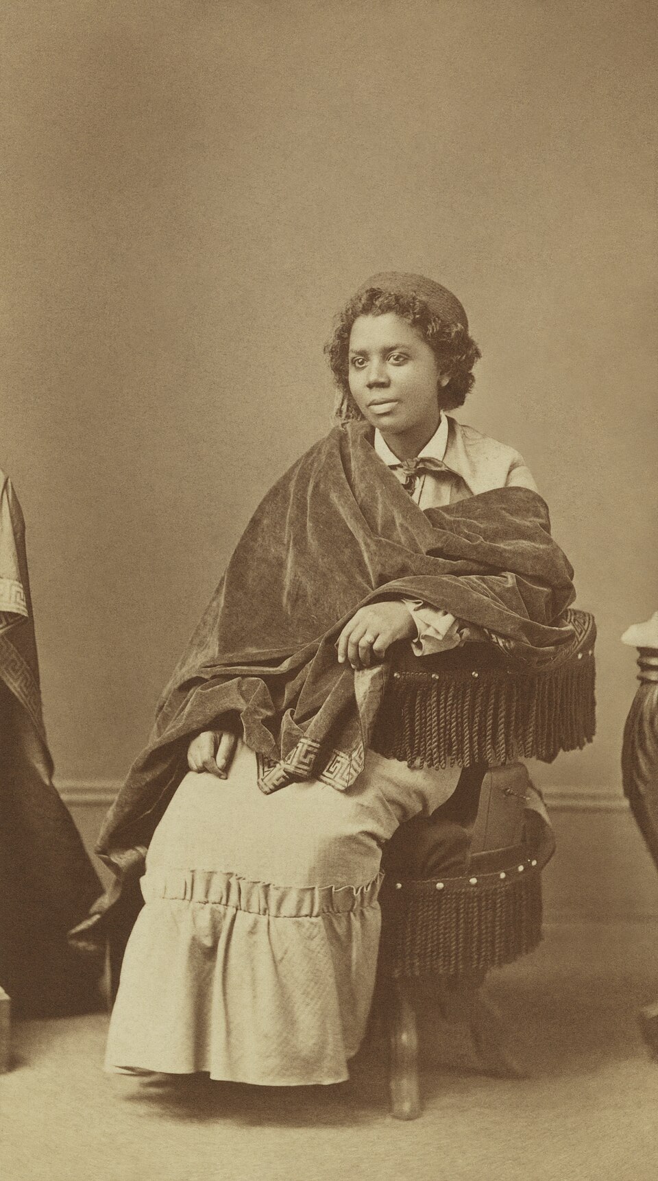 A studio portrait of the sculptor Edmonia Lewis